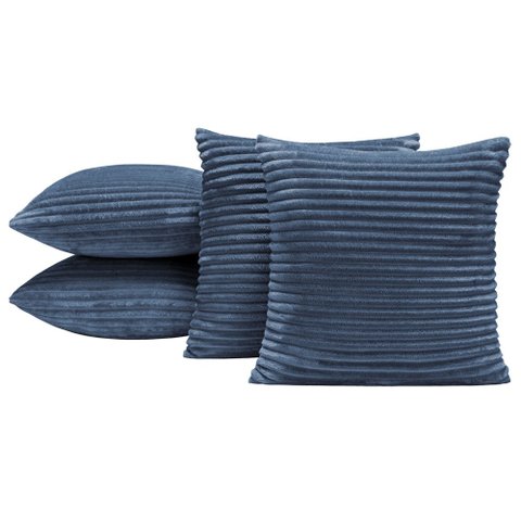 Kit 4 Capas de Almofada Napoli 45x45 Manta Canelada - Azul Marinho Casa Scarpa