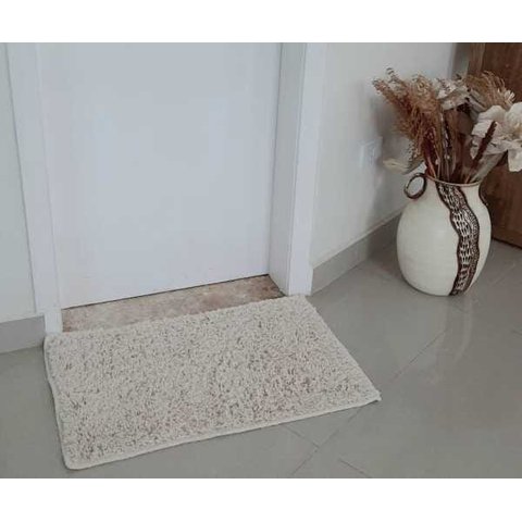 Tapete Algodão para Banheiro, Quarto, Sala - Tamanho 0,50 X 0,80 - Pelo Médio- Cor Cru