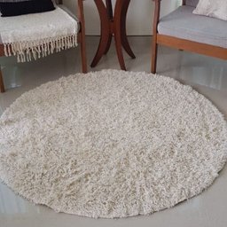 Tapete Algodão Redondo para Sala, Quarto - Tamanho - 1,20M x1,20M - Cru Pelo Alto - 6