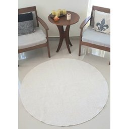 Tapete de Algodão Redondo para Sala, Quarto e Escritório - Tamanho - 1,20M x 1,20M - Cor Cru - 1