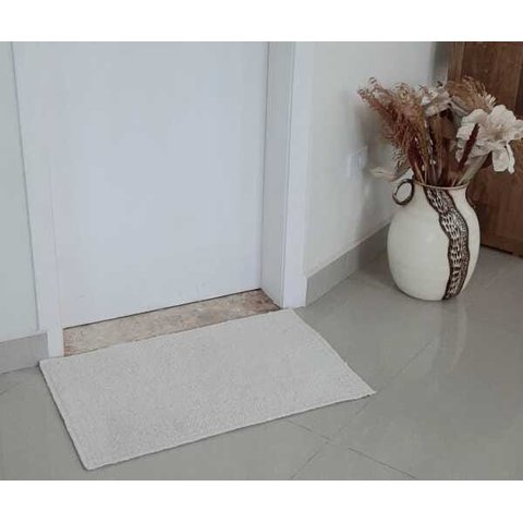Tapete Algodão para Banheiro, Quarto, Sala, - Tamanho- 0,50 x 0,80 - Pelo Baixo - Cor Cru
