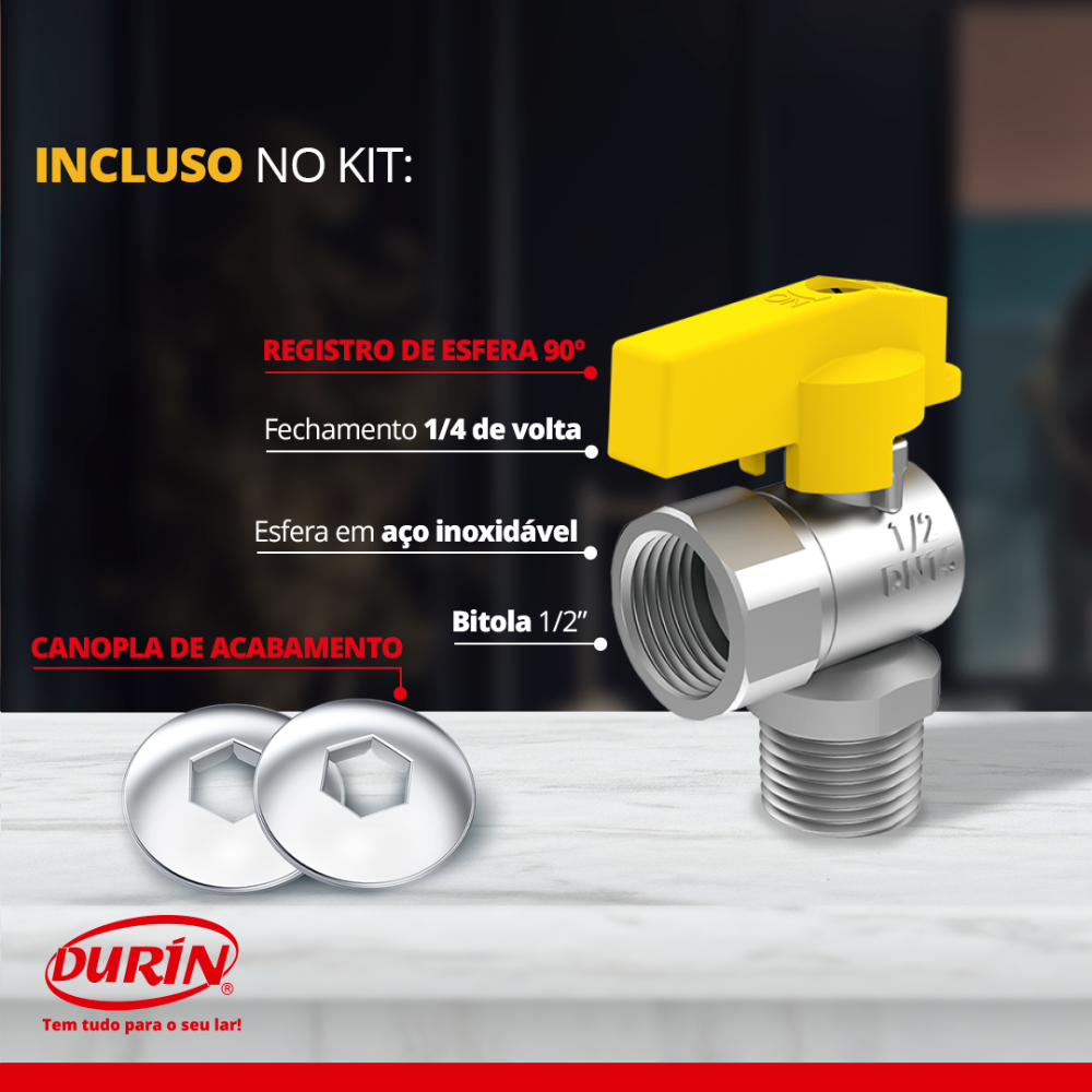 Kit para Instalação de Aquecedores a Gás Comprimento 30 Cm Durín - 3