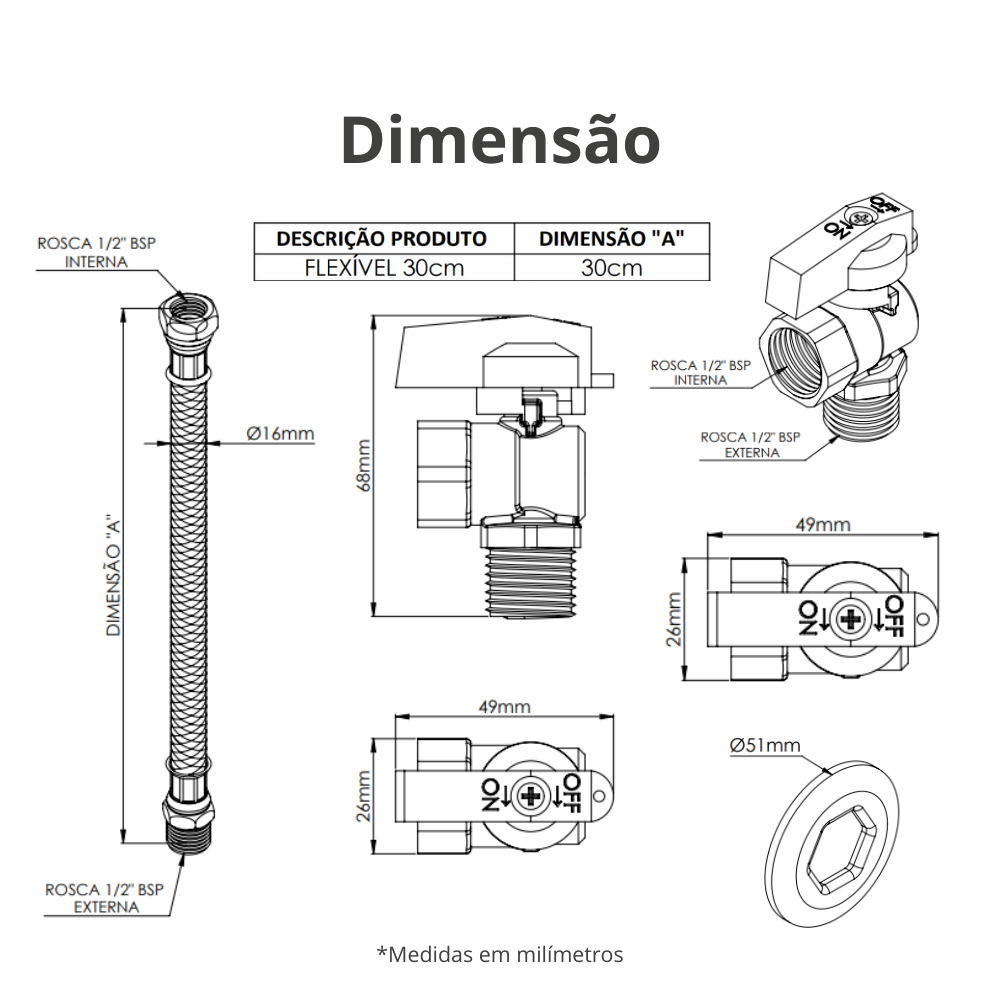 Kit para Instalação de Aquecedores a Gás Comprimento 30 Cm Durín - 4