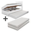 Ver imagem 2 de Cama Com Baú Solteiro Com Auxiliar E 2 Colchões Larissa Branco Framar