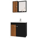 Ver imagem 1 de Gabinete Espelheira e Cuba Branca 70cm Munique Preto Fosco Ripado Bechara