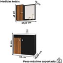 Ver imagem 3 de Gabinete Espelheira e Cuba Branca 70cm Munique Preto Fosco Ripado Bechara
