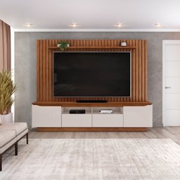 Estante Home para Tv até 70" Petrus Freijó Off White Dj Móveis - 2