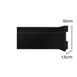 Kit Rodape Poliestireno 10cm Preto Frisado 24metros (10 Barras) - 2