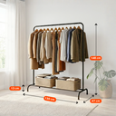 Ver mais imagens de Cabideiro Arara para Roupas Sapateira Organizador Multiuso Armário Prateleira Moderno Metal Preto