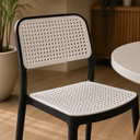 Ver imagem 5 de Conjunto Mesa de Jantar Redonda 70cm com 3 Cadeiras Mônaco Rattan - Preto e Branco