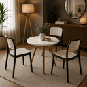 Ver imagem 3 de Conjunto Mesa de Jantar Redonda 70cm com 3 Cadeiras Mônaco Rattan - Preto e Branco