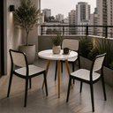 Ver imagem 1 de Conjunto Mesa de Jantar Redonda 70cm com 3 Cadeiras Mônaco Rattan - Preto e Branco