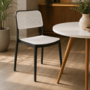 Ver imagem 4 de Conjunto Mesa de Jantar Redonda 70cm com 3 Cadeiras Mônaco Rattan - Preto e Branco
