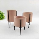 Ver imagem 2 de Vasinho com Suporte Rosa 15/13/11cm Planta Vaso Base 3PÇ