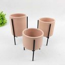 Ver imagem 3 de Vasinho com Suporte Rosa 15/13/11cm Planta Vaso Base 3PÇ