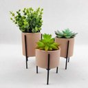 Ver imagem 5 de Vasinho com Suporte Rosa 15/13/11cm Planta Vaso Base 3PÇ