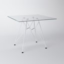 Ver imagem 1 de Mesa Eiffel Quadrada 90cm Tampo de Vidro com Base de Ferro Branco