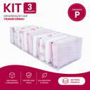 Ver imagem 1 de Organizador Gaveta Colmeia Kit 3 Unidades Pp Transparente 10 Nichos para Roupas Íntimas Meias e Bebê