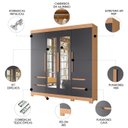 Ver imagem 3 de Guarda Roupa Casal 212cm com Espelho Vivacce Freijó/titanium - Albatroz