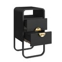 Ver imagem 2 de Mesa de Cabeceira Luna 2 Gavetas 30 Cm Pes Metalicos Nero Preto Artesano