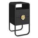 Ver imagem 1 de Mesa de Cabeceira Luna 2 Gavetas 30 Cm Pes Metalicos Nero Preto Artesano