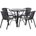 Ver imagem 1 de Jogo 4 Cadeiras Floripa e Mesa com Tampo Ripado em Alumínio - Piscina, Área, Jardim