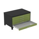 Ver imagem 4 de Mapoteca Mont 5 Gavetas 71,3cm x 120,4cm Aço Cinza/Preto/Verde