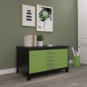 Ver imagem 1 de Mapoteca Mont 5 Gavetas 71,3cm x 120,4cm Aço Cinza/Preto/Verde