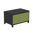 Ver imagem 2 de Mapoteca Mont 5 Gavetas 71,3cm x 120,4cm Aço Cinza/Preto/Verde