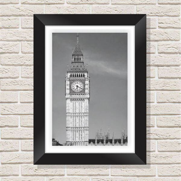 Quadro Decorativo com Moldura em Madeira Maciça e Vidro Big Ben C003 - 30 cm x 40 cm - 1