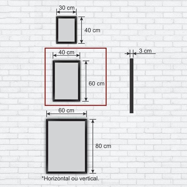 Quadro Decorativo com Moldura em Madeira Maciça e Vidro Caveira Chanel A005 - 40 cm x 60 cm - 3