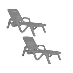 Espreguiçadeira de Plástico Toronto Branca Empilhável Kit 2U - 1