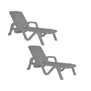 Espreguiçadeira de Plástico Toronto Branca Empilhável Kit 2U