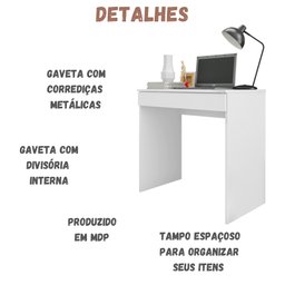 Mesa para Computador Escrivaninha Alexia Branco Ajl - 3