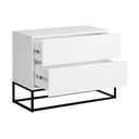 Ver imagem 3 de Mesa de Cabeceira Branco Eros 60cm 2 Gavetas Estilo Industrial Design Moderno com Puxadore Cava