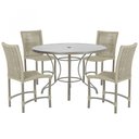 Ver imagem 1 de Mesa Ascoli 100 Cm com 4 Cadeiras Cannes de Alumínio, Pintura Fendi e Trama Tela de Corda Náutica