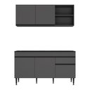 Ver imagem 6 de Armário Cozinha Modulada Compacta com Balcão para Pia 150cm Milano Multimóveis MP2331 Grafite