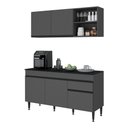 Ver imagem 2 de Armário Cozinha Modulada Compacta com Balcão para Pia 150cm Milano Multimóveis MP2331 Grafite