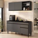 Ver imagem 1 de Armário Cozinha Modulada Compacta com Balcão para Pia 150cm Milano Multimóveis MP2331 Grafite
