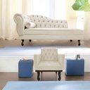 Ver imagem 1 de Kit Diva Recamier Juliana 185cm Lado Direito e 01 Poltrona Classic Suede Bege - Amarena Móveis