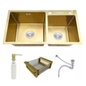 Kit Cuba Pia Gourmet Dupla Cozinha Aço Inox e Torneira Flexivel Brinovar - 3
