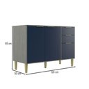 Ver imagem 4 de Balcão de Cozinha para Pia 120 Cm Domus 2 Portas 3 Gavetas Silver/royal - Hecol Móveis