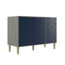Ver imagem 2 de Balcão de Cozinha para Pia 120 Cm Domus 2 Portas 3 Gavetas Silver/royal - Hecol Móveis
