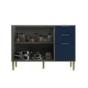 Ver imagem 3 de Balcão de Cozinha para Pia 120 Cm Domus 2 Portas 3 Gavetas Silver/royal - Hecol Móveis