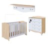 Quarto Infantil 3 Peças com Berço 3 em 1 Cômoda e Prateleira Cor:carvalho Araguaia com Branco - 2