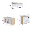 Ver imagem 3 de Quarto Infantil 3 Peças com Berço 3 em 1 Cômoda e Prateleira Cor:carvalho Araguaia com Branco