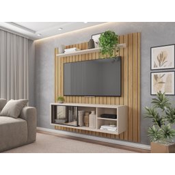 Painel Ripado Para TV Bordeaux Buriti Off White - 7 Painel Ripado Para TV Bordeaux Buriti Off White - 7