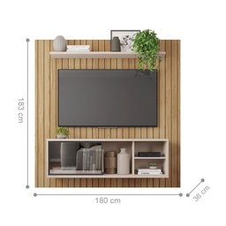 Painel Ripado Para TV Bordeaux Buriti Off White - 4 Painel Ripado Para TV Bordeaux Buriti Off White - 4