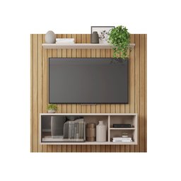 Painel Ripado Para TV Bordeaux Buriti Off White - 3 Painel Ripado Para TV Bordeaux Buriti Off White - 3