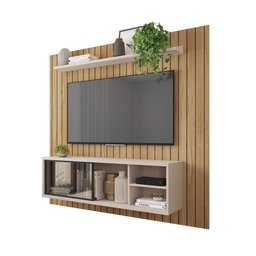 Painel Ripado Para TV Bordeaux Buriti Off White - 5 Painel Ripado Para TV Bordeaux Buriti Off White - 5